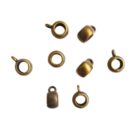 Metalen kraal met oogje brons - binnenmaat ca. 4mm
