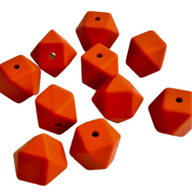 Siliconen kraal hexagon rood - ca. 14mm