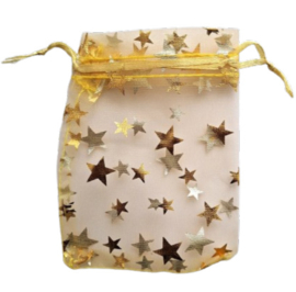 Organza zakje medium ster goudgeel