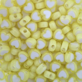 Acryl hartje wit fel geel