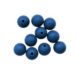 Siliconen kraal rond donkerblauw - 12mm