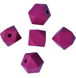 Houten kraal hexagon purperroze - 15mm