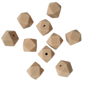 Siliconen kraal hexagon zand - ca. 14mm