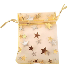 Organza zakje small ster goudgeel
