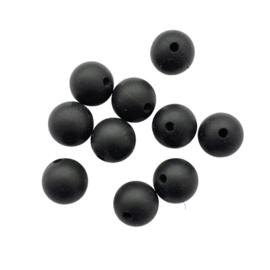 Siliconen kraal rond zwart - ca. 12mm