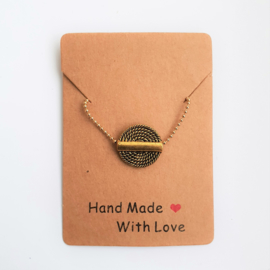 Ketting kaartje handmade with love - bruin