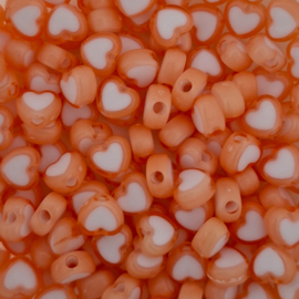 Acryl hartje wit oranje
