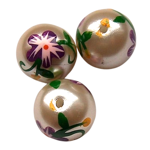 Parel handbeschilderd - ca. 12mm