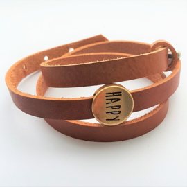 Leren triple armband cognac