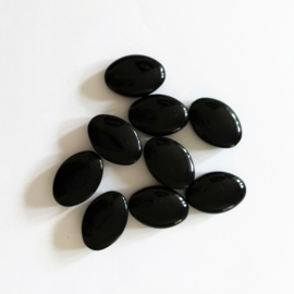 Platte ovalen kraal zwart - ca. 13x19mm