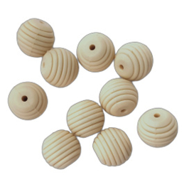 Siliconen kraal ribbel beige - ca. 15mm