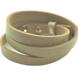 Leren triple armband lichtbeige