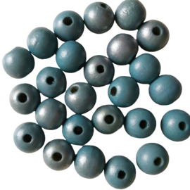 Houten kraal petrol - ca. 12mm