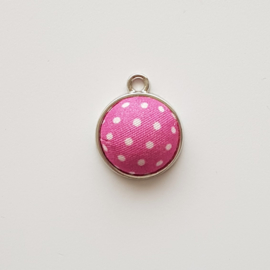 Stoffen cabochon dots fuchsia - ca. 15mm