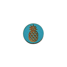 Houten cabochon ananas aqua - 12mm