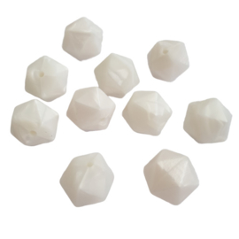 Siliconen kraal geometrisch wit parelmoer