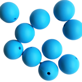 Siliconen kraal rond helderblauw - 15mm