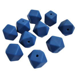 Siliconen kraal hexagon donkerblauw - ca. 14mm