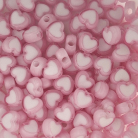 Acryl hartje wit lichtroze