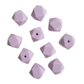 Siliconen kraal hexagon vergrijsd lila - ca. 14mm