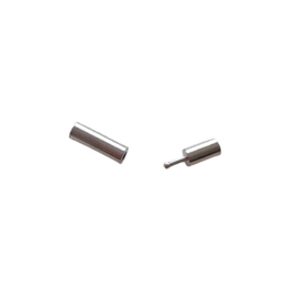 Zilverkleurig pin-hole slot voor 2mm leer/koord