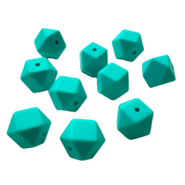 Siliconen kraal hexagon turquoise - ca. 14mm