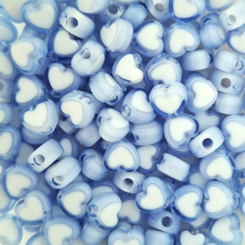 Acryl hartje wit pastelblauw