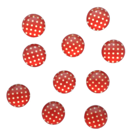 Glascabochon dots rood