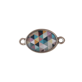Setting / tussenstuk antiek-zilver voor cabochon van 13x18mm