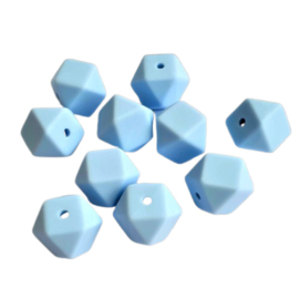 Siliconen kraal hexagon pastelblauw - ca. 14mm