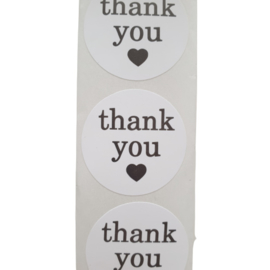 Sticker thank you wit/zwart