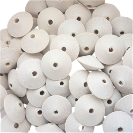 Houten kraal disc whitewash - ca. 18x9mm