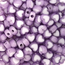 Acryl hartje wit lichtpaars