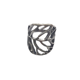 Ring blad antiek zilverkleur - ringmaat 16mm