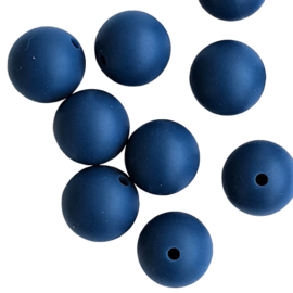 Siliconen kraal rond donkerblauw - ca. 15mm