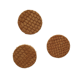 Cabochon suede reptile cognac  - 20mm