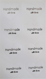 Stickervel Handmade with love - zilver