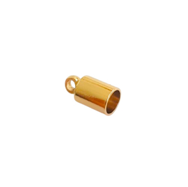 Eindkapje lichtgoud voor 4mm draad/koord