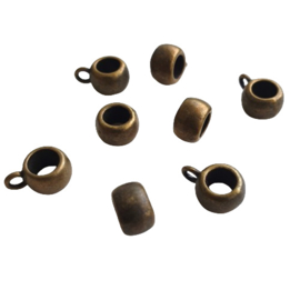 Metalen kraal met oogje brons - binnenmaat ca. 4mm