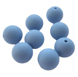 Siliconen kraal rond poederblauw - ca. 15mm