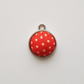 Stoffen cabochon dots rood - ca. 15mm