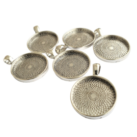 Setting / hanger antiek-zilver voor 20mm cabochon