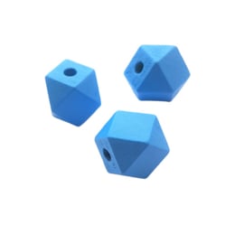 Houten kraal hexagon blauw - 15mm