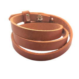 Leren triple armband cognac