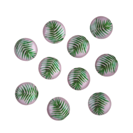 Cabochon varen blad groen/roze