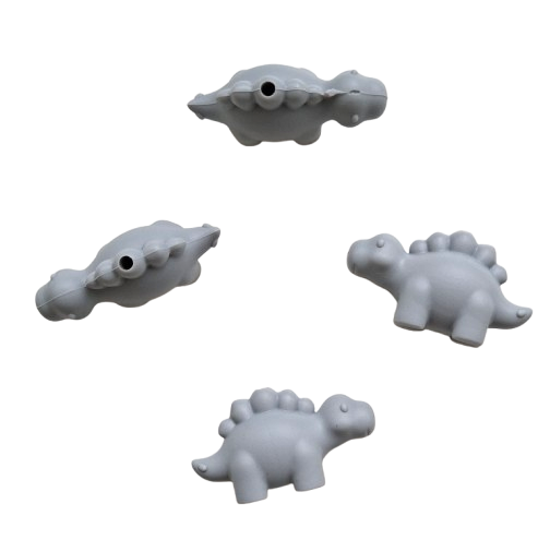 Siliconen kraal dino stegosaurus grijs