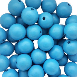 Houten kraal blauw - 16mm