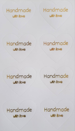 Stickervel Handmade with love - goud