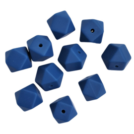 Siliconen kraal hexagon donkerblauw - ca. 14mm