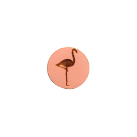 Houten cabochon flamingo roze - 12mm